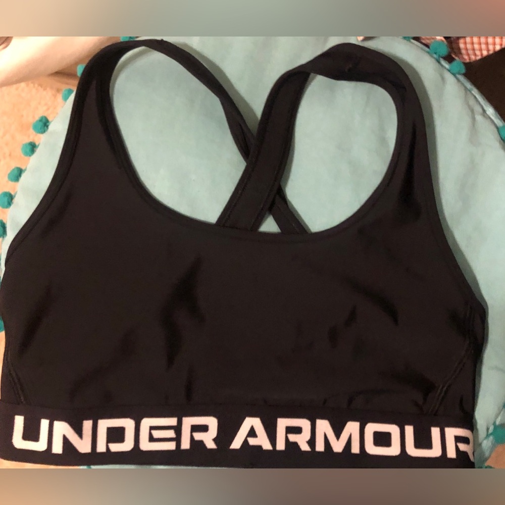 Under Armour Black Sports Bra with White Logo NWOT - Never Worn Medium